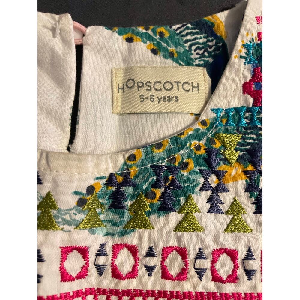 Hopscotch Girls 5-6Y Peacock Embroidered Cotton Boho Dress - Picture 3 of 5